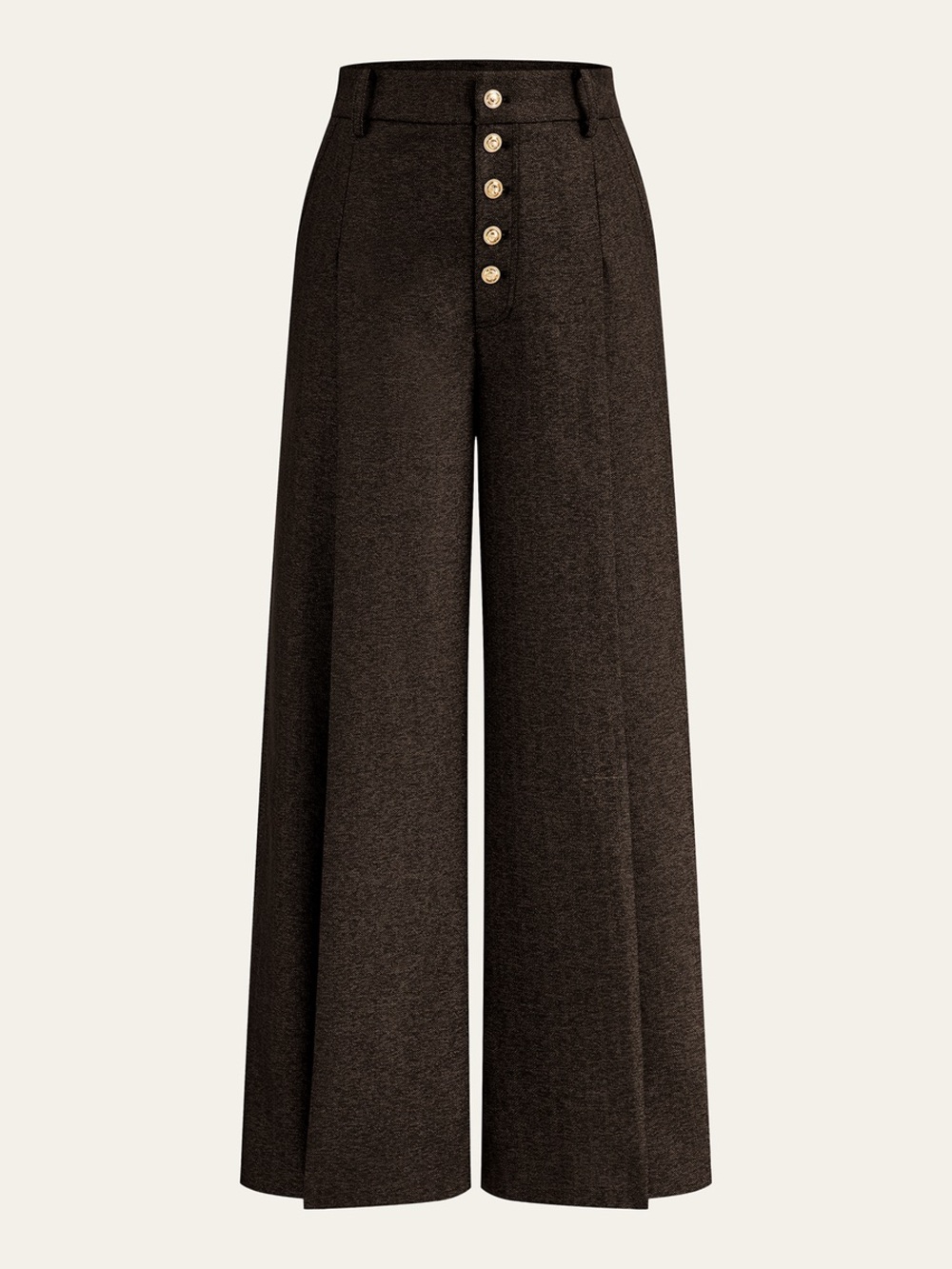 NWT Commense High Waist Button Front Wide Leg Trouser Pant Black Relaxed Medium